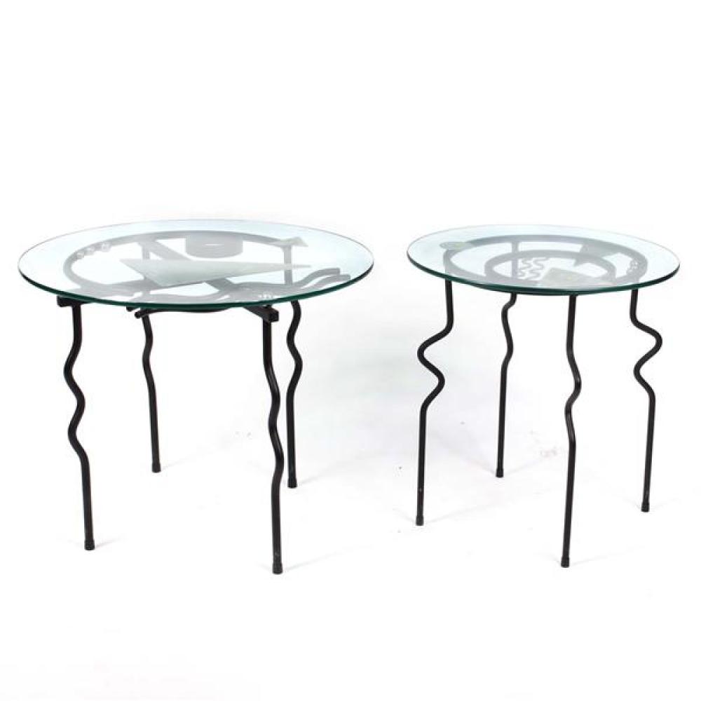 Appraisal: PAIR SIGNED ARTISAN OCCASIONAL SIDE TABLES S CONTEMPORARY MODERN NEW