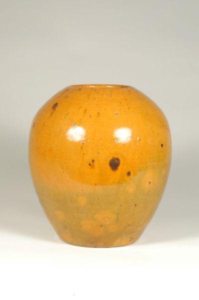 Appraisal: Unsigned Transitional lead glazed earthenware vase H - W -