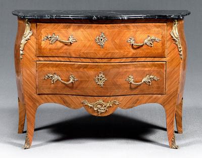 Appraisal: Louis XV style marble top commode dark green variegated marble