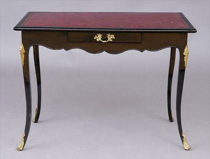 Appraisal: LOUIS XV BLACK LACQUER BUREAU PLAT AND A WALNUT CHAISE