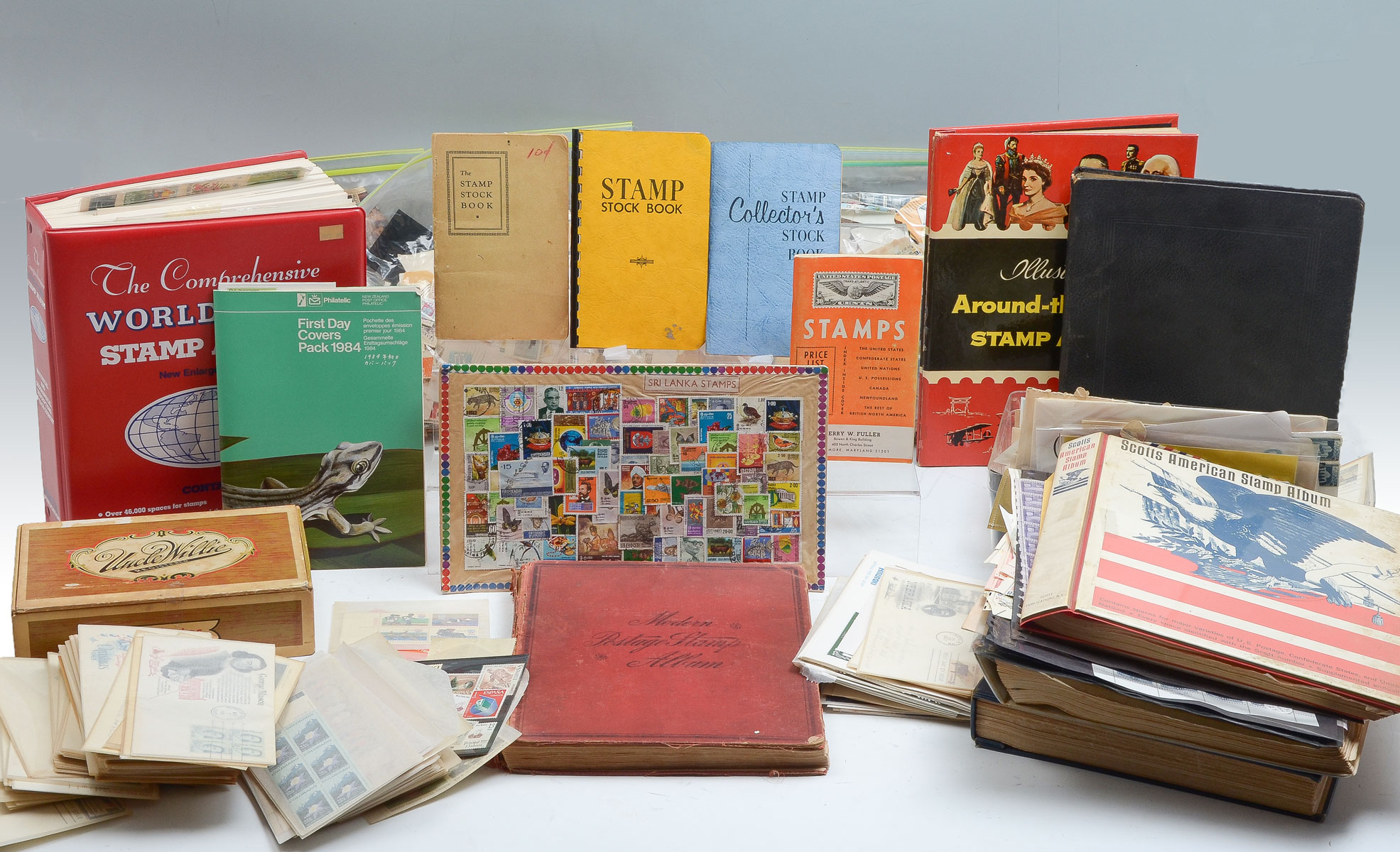 Appraisal: LARGE ESTATE STAMP COLLECTION Comprising Books Albums Partial sheets Full