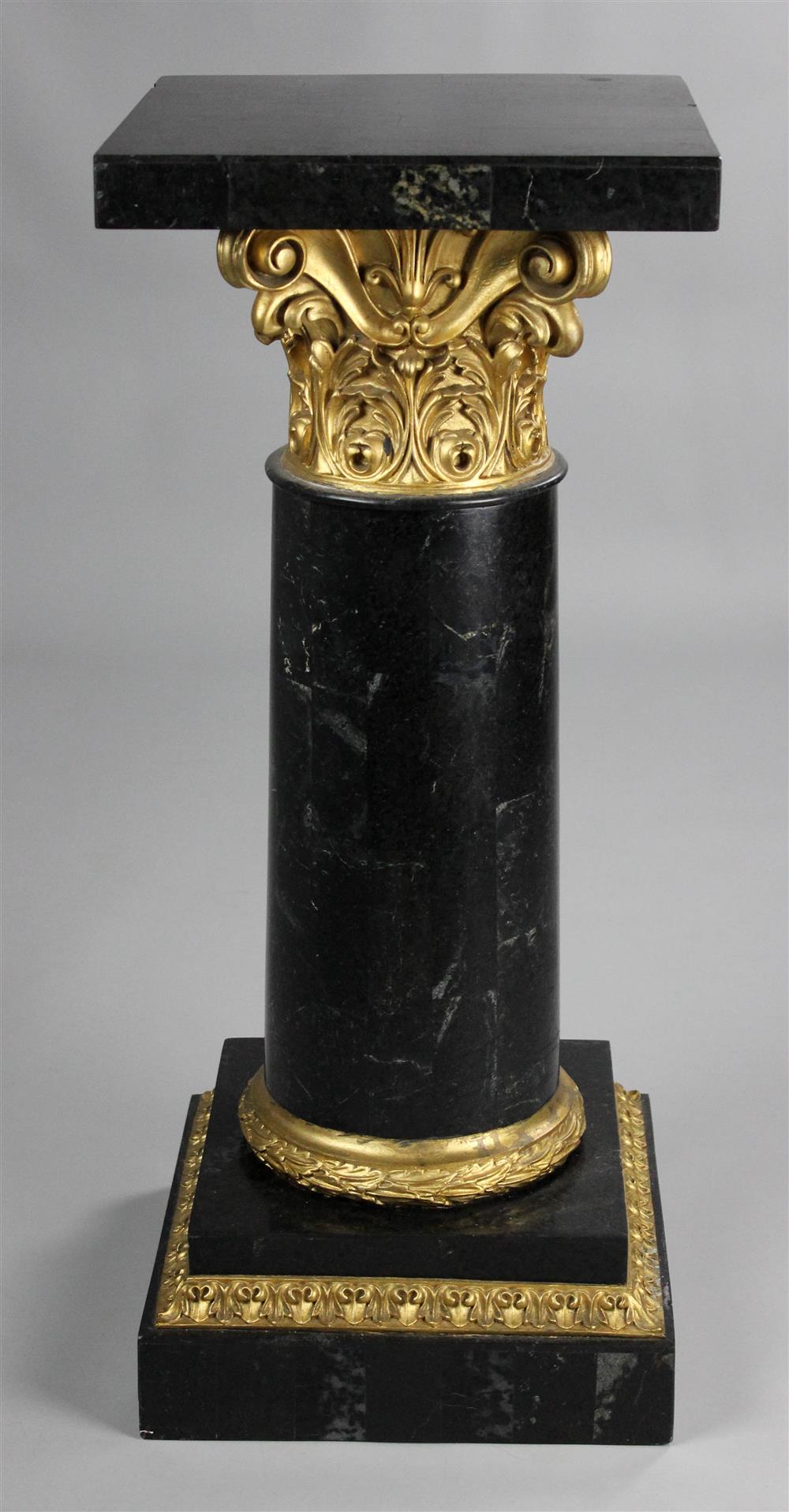 Appraisal: MARBLE VENEERED CORINTHIAN COLUMN FORM PEDESTAL square top above a