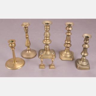 Appraisal: A Group of Seven English Brass Candlesticks th th Century