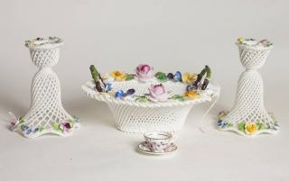 Appraisal: Pcs of Staffordshire Pair of Candlesticks and Basket