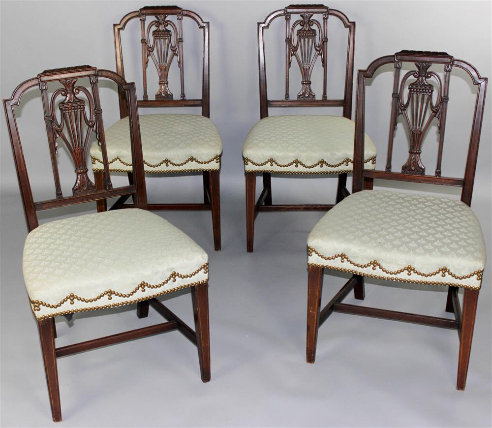 Appraisal: SET OF FOUR FEDERAL STYLE CARVED MAHOGANY DINING CHAIRS each