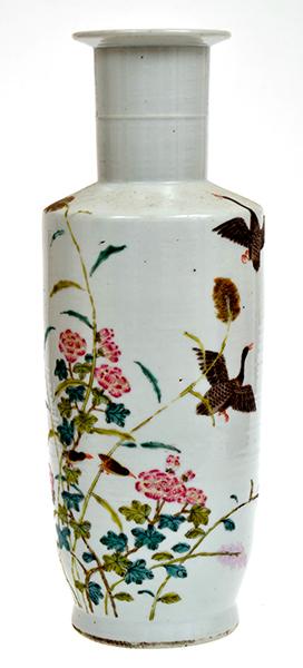 Appraisal: CHINESE ENAMELLED PORCELAIN MALLET SHAPED VASE WITH DUCK SCENE CM