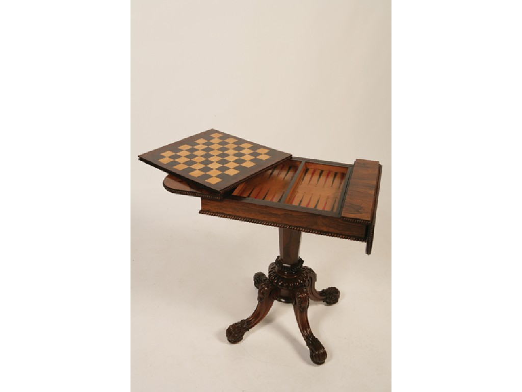 Appraisal: GILLOWS OF LANCASTER A LATE REGENCY ROSEWOOD GAMES TABLE the