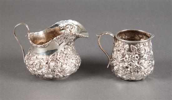 Appraisal: Two American repousse silver cream jugs by Baltimore smiths comprising