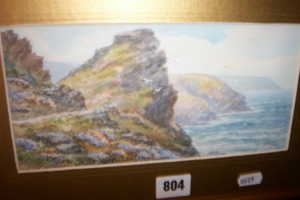 Appraisal: An early th century watercolour showing Castle Rock Lynton signed