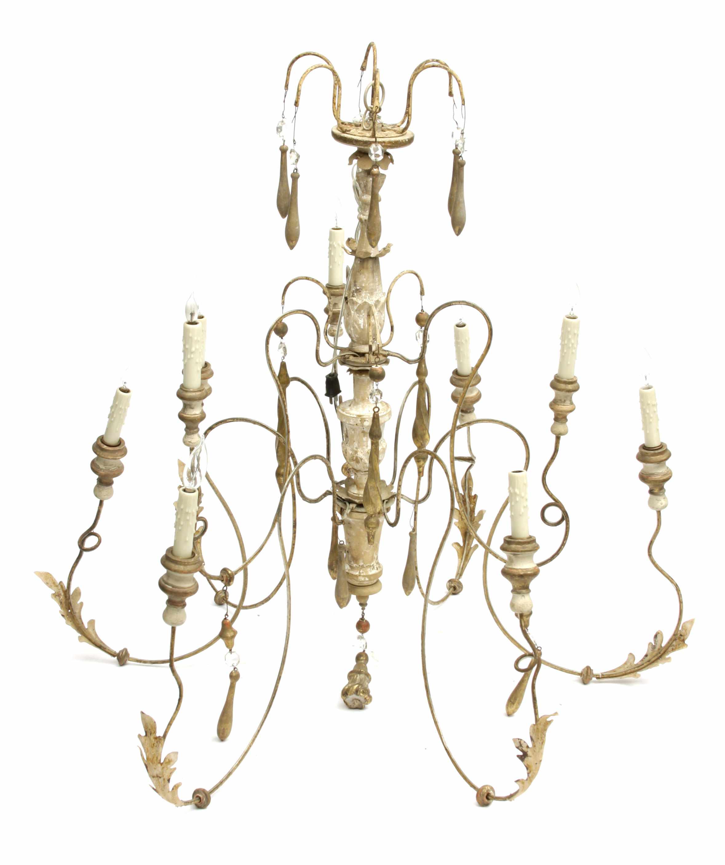 Appraisal: A French Baroque style parcel giltwood and metal nine light