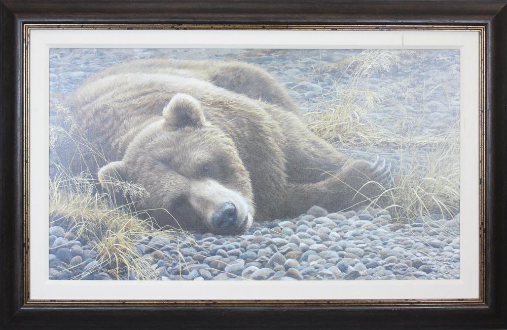 Appraisal: ROBERT BATEMAN Canada born giclee on canvas resting grizzly bear