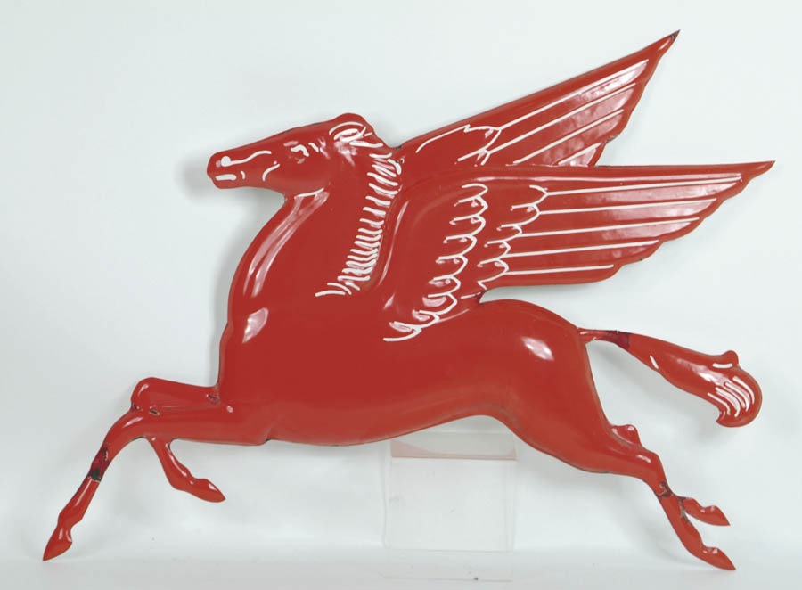 Appraisal: MOBIL PEGASUS DIE CUT PORCELAIN SIGN Embossed version of their