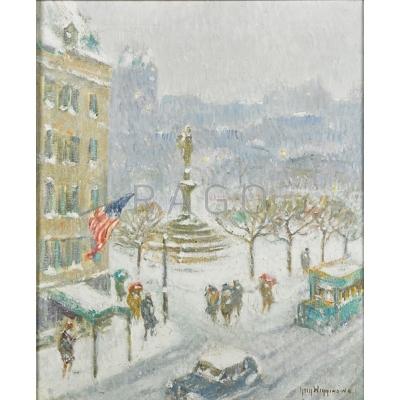 Appraisal: Guy Carleton Wiggins American - At the Plaza Winter Oil