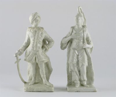 Appraisal: Theatrical interest a pair of Bow white-glazed models of actors