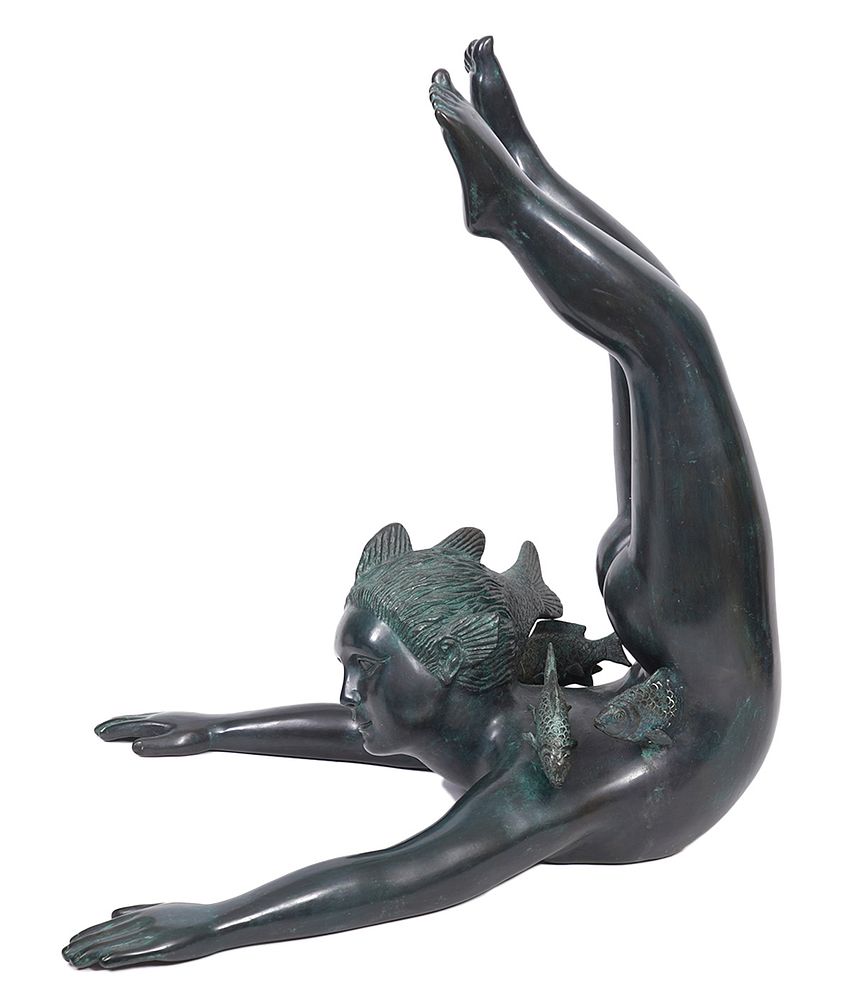 Appraisal: Sergio Bustamante Bronze 'Fish Boy' Sculpture Sergio Bustamante Mexico -