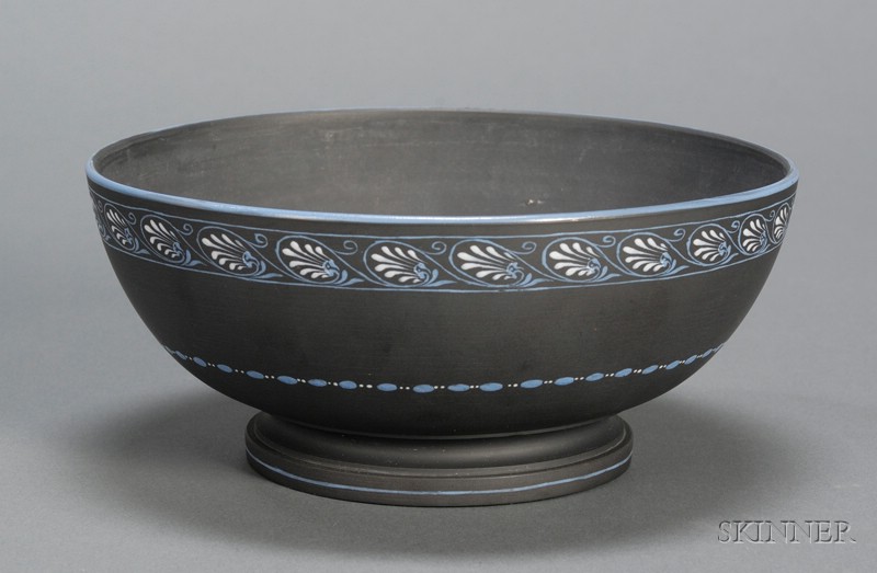 Appraisal: Wedgwood Encaustic Decorated Black Basalt Bowl England late th century