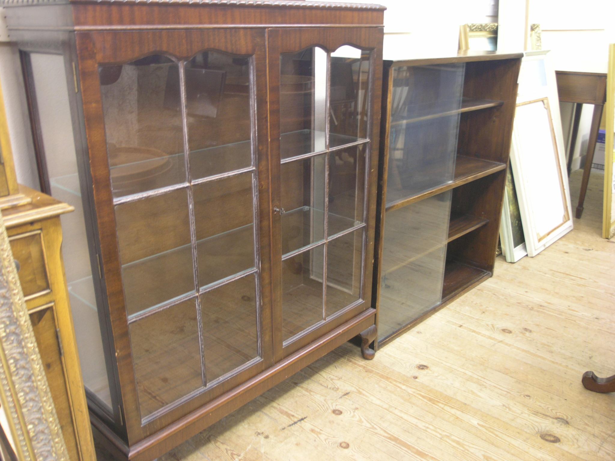 Appraisal: An early th century mahogany display cabinet two glass shelves