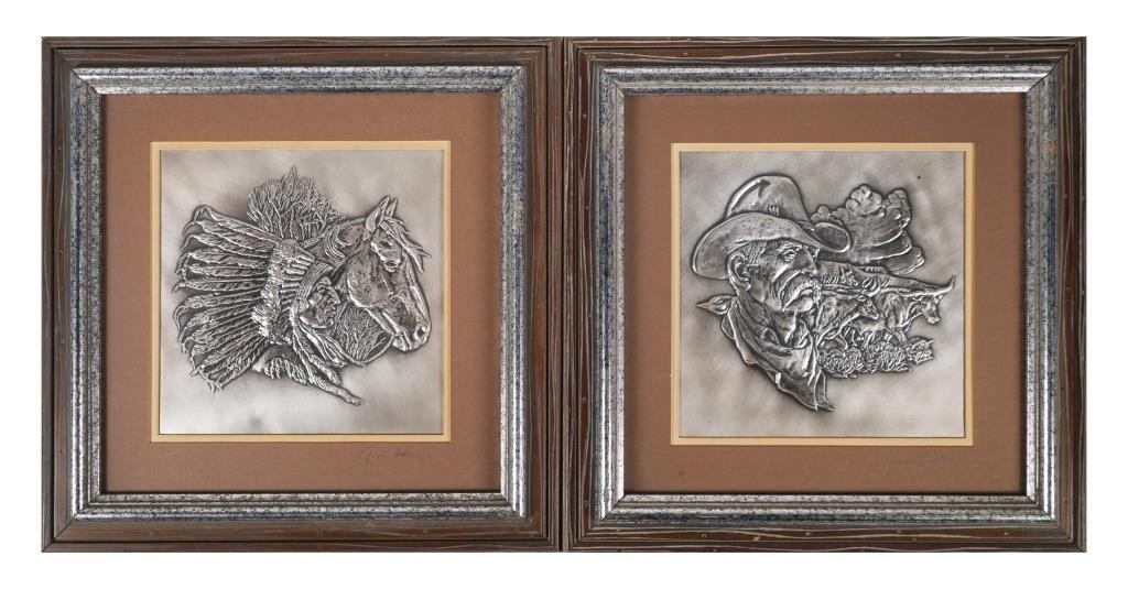 Appraisal: Two Franklin Mint silver art wall sculptures from the collection