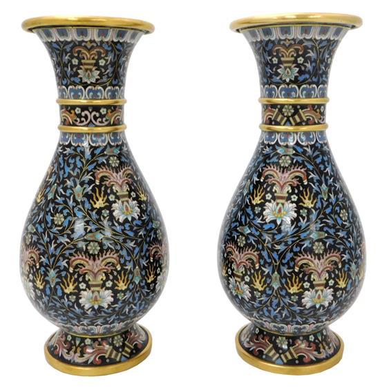 Appraisal: ASIAN Pair of cloisonn baluster vases Chinese early th C