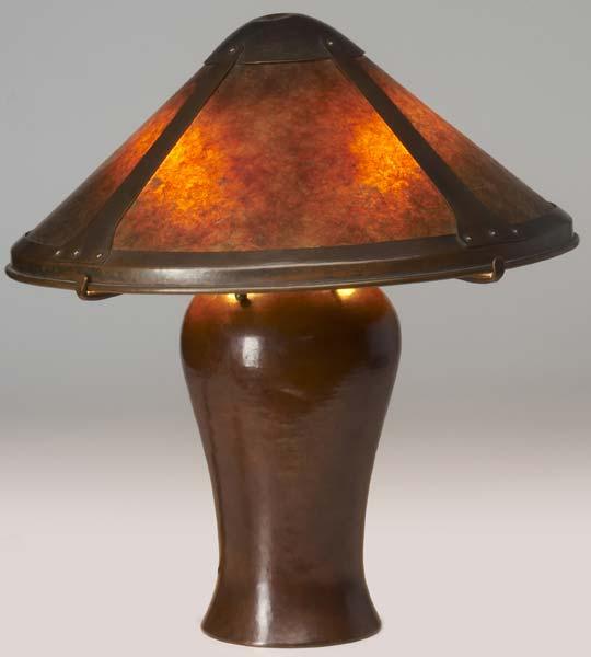 Appraisal: DIRK VAN ERP Early table lamp its hammered copper two-socket