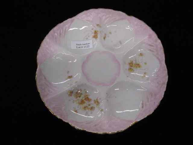 Appraisal: Weimar Victorian Porcelain Oyster Plate floral pink trim '' excellent