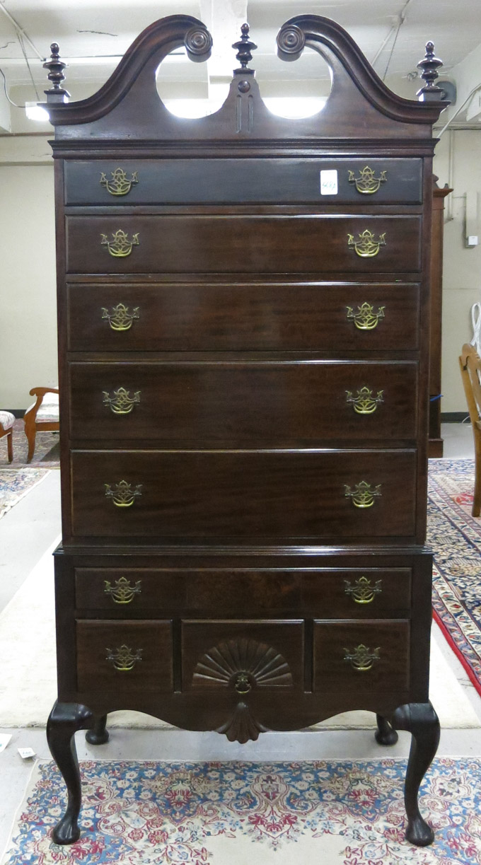 Appraisal: QUEEN ANNE STYLE MAHOGANY HIGHBOY Johnson Furniture Co - Grand