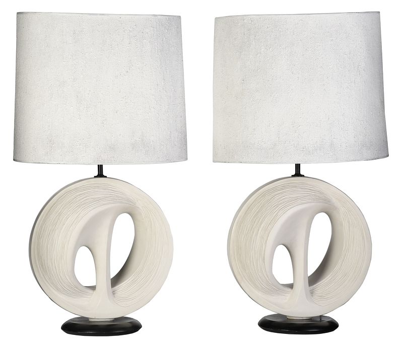 Appraisal: Pair of Modern Sculptural Plaster Table Lamps attributed to Dame