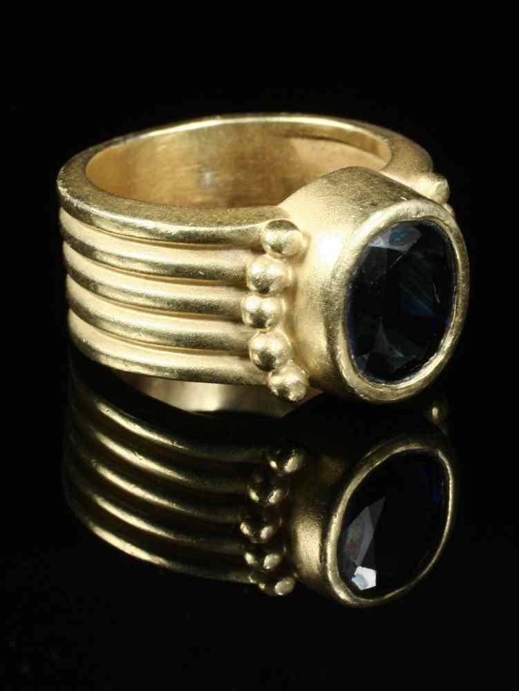 Appraisal: LADY'S RING - One handmade K yellow gold retro design