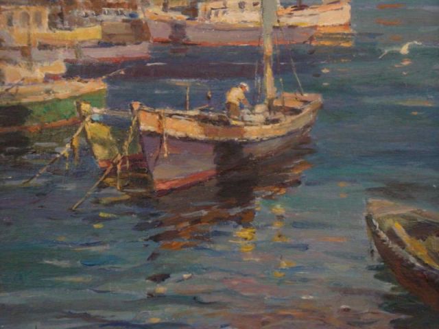 Appraisal: CIRINO Antonio O B of Fisherman and Docked Boats Signed