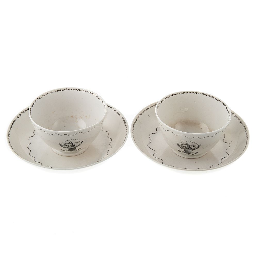 Appraisal: Pair of Liverpool Tea Bowls Saucers Circa - in the