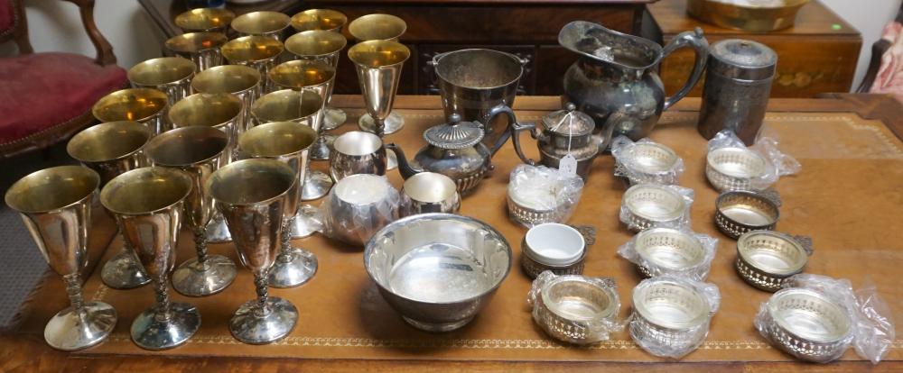 Appraisal: Large Group of Silver Plate Including Stem Wines Ice Bucket