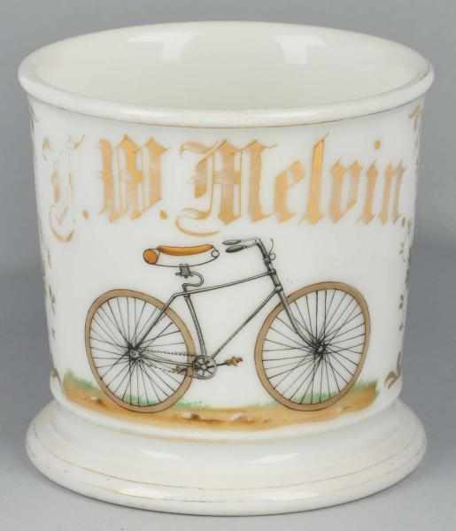 Appraisal: Early Bicycle Shaving Mug Description Gilt name F W Melvin