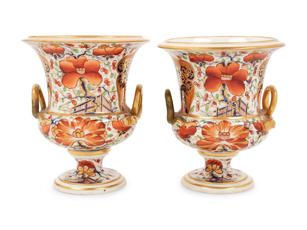 Appraisal: A Pair of Derby Porcelain Urns A Pair of Derby