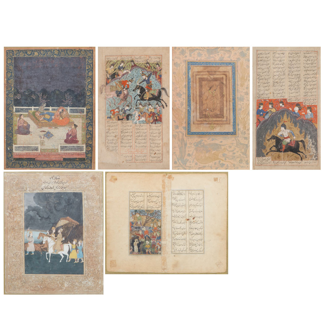 Appraisal: Group of Four Persian School Book Plates Together with Two