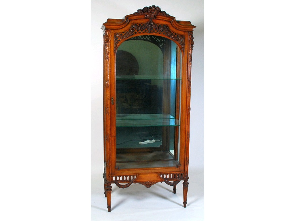 Appraisal: LATE NINETEENTH CENTURY EARLY TWENTIETH CENTURY FRENCH CARVED WALNUTWOOD VITRINE