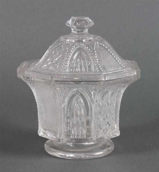 Appraisal: Boston and Sandwich pattern glass sugar bowl in the ''Gothic