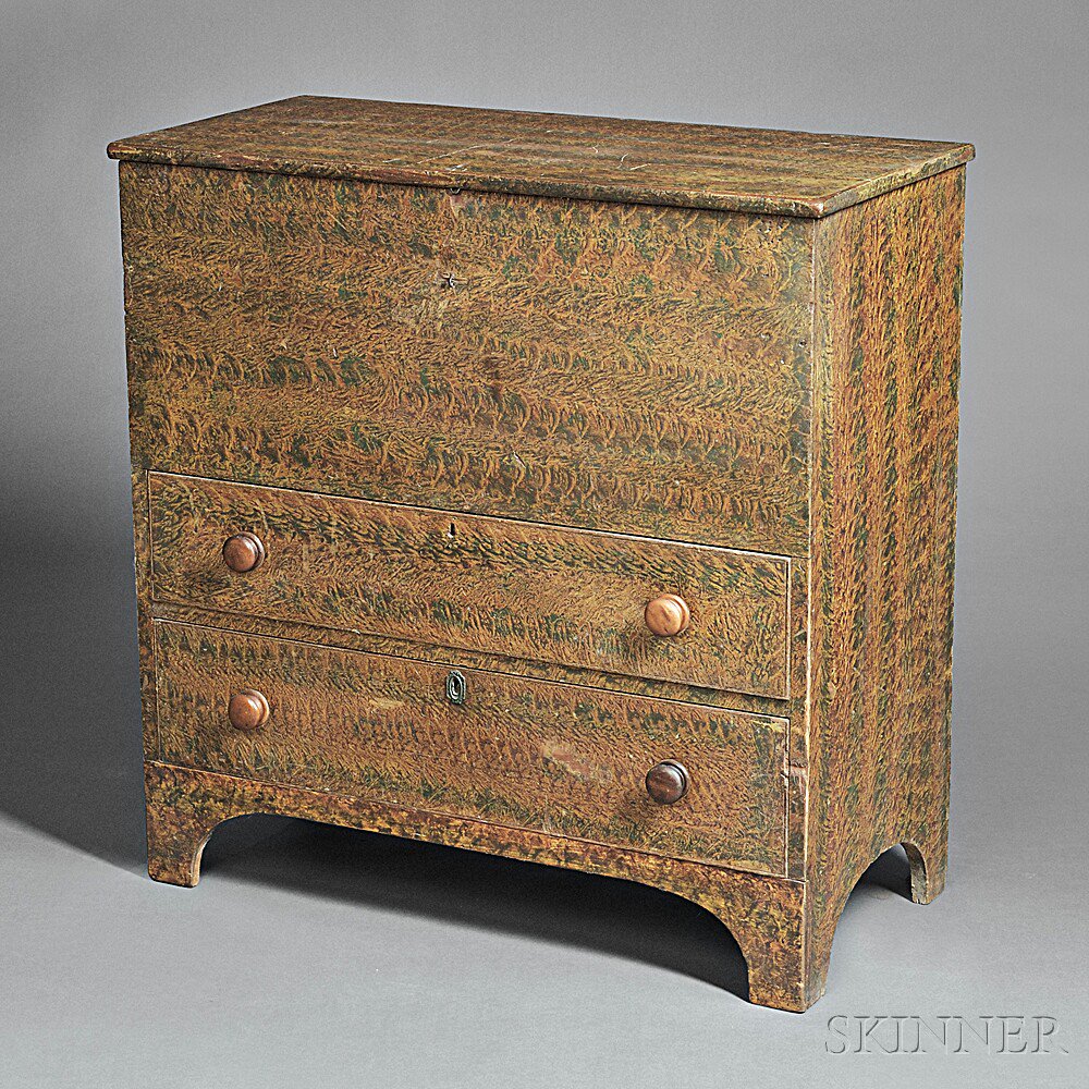 Appraisal: Putty-painted Pine Chest over Two Drawers New England early th