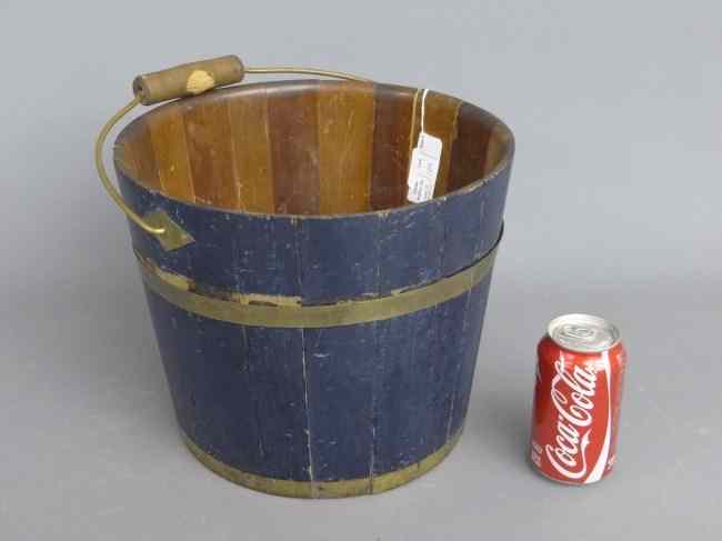 Appraisal: th c varigated Shaker bucket in old blue paint ''