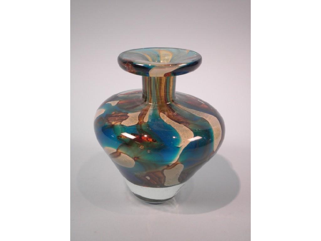 Appraisal: A Medina type glass bottled shaped vase cm high