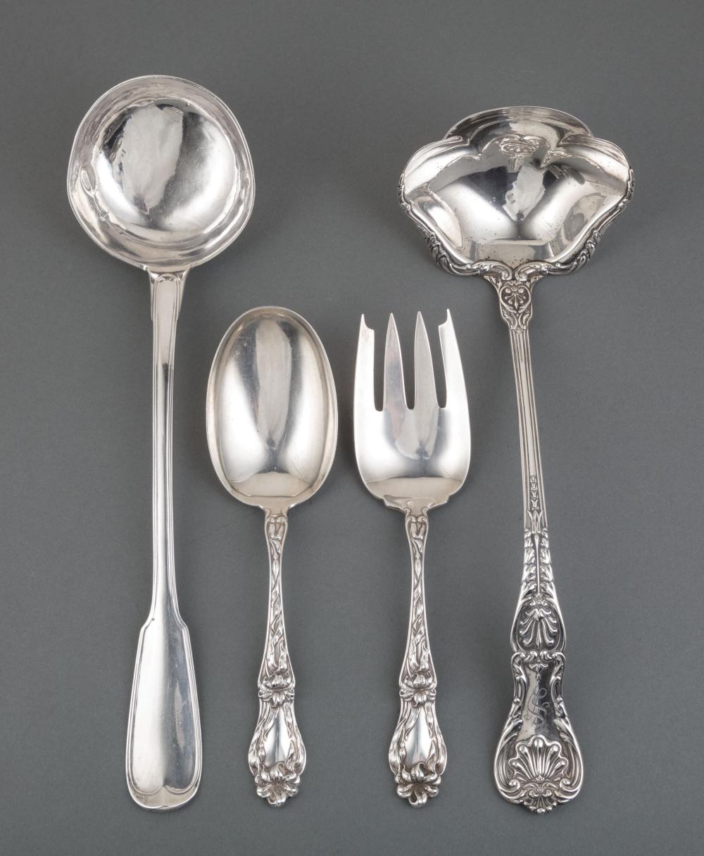 Appraisal: Good Group of Silver Flatware Serving Pieces incl Continental silver