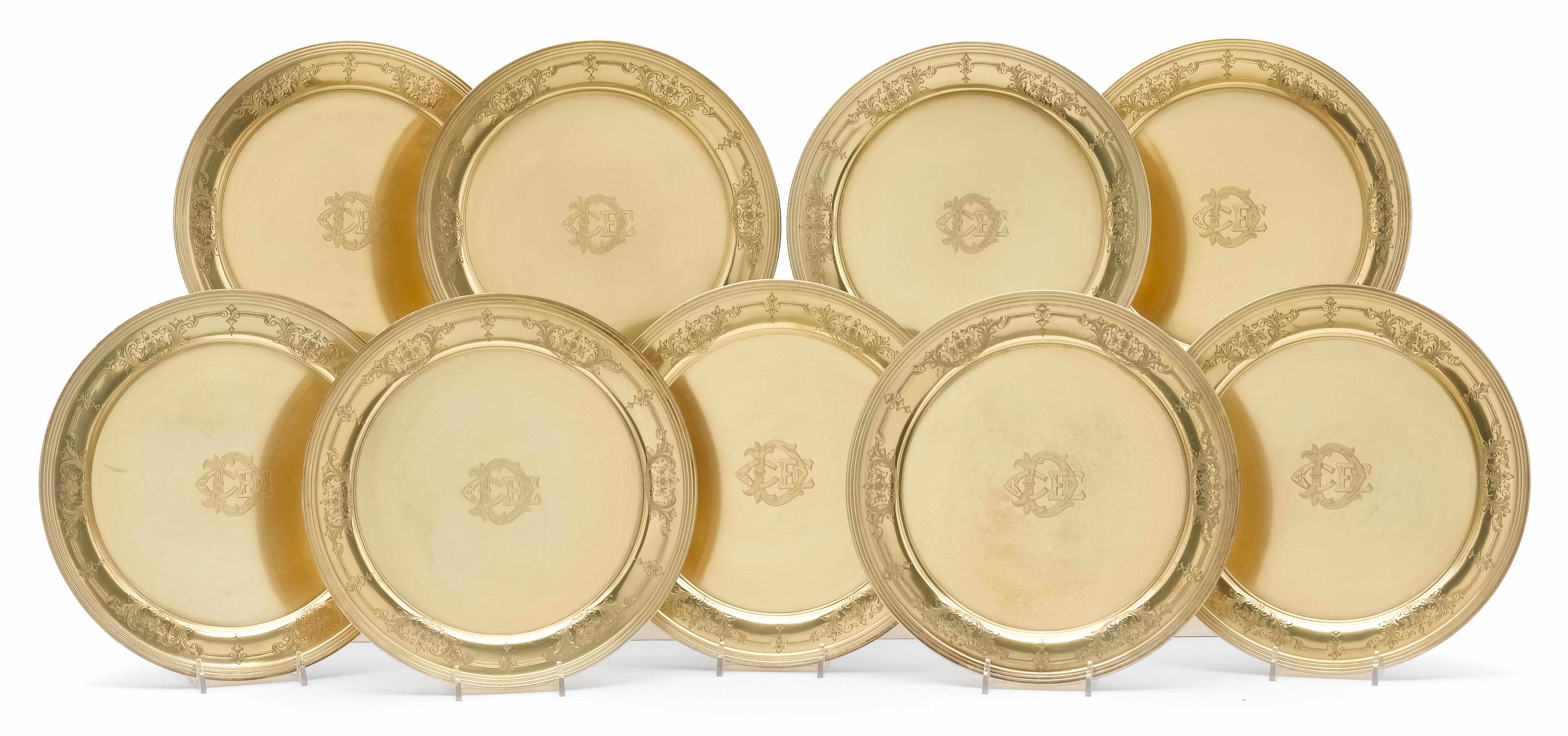 Appraisal: A sterling-gilt set of eighteen place plates International Silver Co