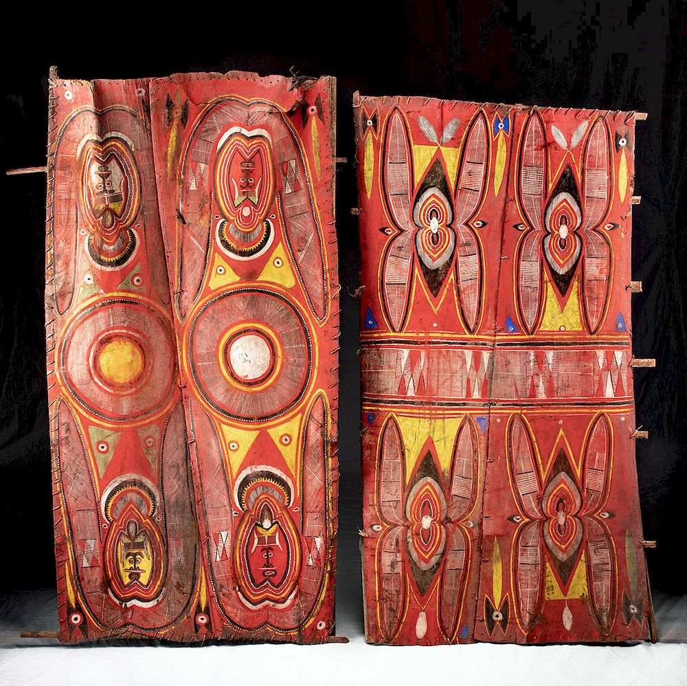 Appraisal: Lot of Two th C Papua New Guinea Bark Paintings