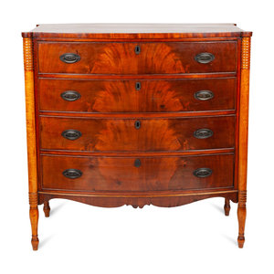 Appraisal: A Bowfront Federal Chest of Drawers New England ca with