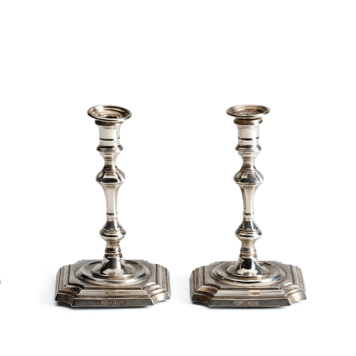 Appraisal: PAIR OF EDWARD VII SILVER TAPERSTICKS GOLDSMITHS SILVERSMITHS CO LTD