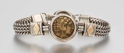 Appraisal: A Sterling Silver and Roman Coin Bracelet by Silver Mind