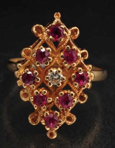 Appraisal: K Y Gold Diamond Ruby Ring Description Diamonds ctw Rubies