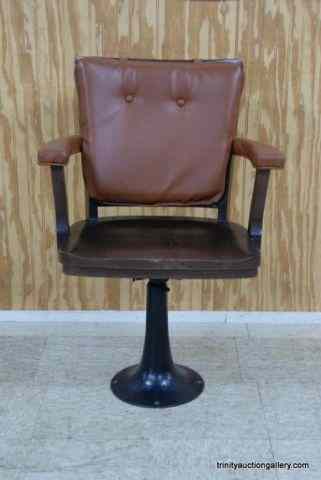 Appraisal: Antique Oak on Iron Pedestal Jury Chair This is an