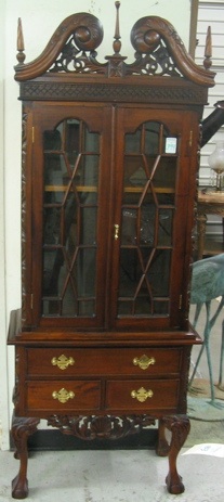 Appraisal: DIMINUTIVE CHIPPENDALE STYLE MAHOGANY CABINET-ON-CHEST The top section is a