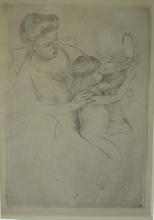 Appraisal: Mary Cassatt American - Looking into the hand mirror -