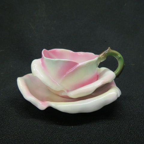 Appraisal: Royal Bayreuth Rose Figural Cup Saucer tall diameter excellent